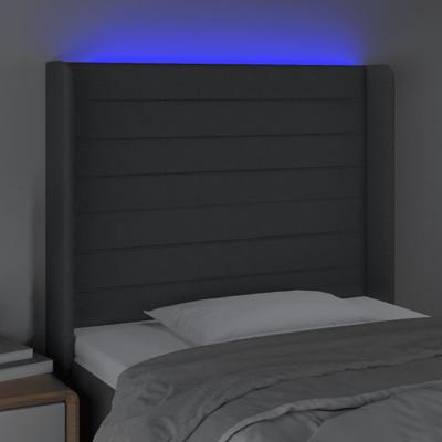 Hoofdbord LED 83x16x118/128 cm stof donkergrijs - thumbnail