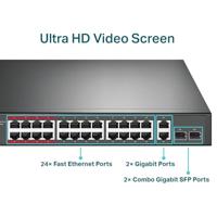 TL-SL1226P - Switch - onbeheerd - 24 x 10/100 (PoE+) + 2 x 10/100/1000 + 2 x Gigabit SFP-combinatie - desktop, rack-uitvoering - PoE+ (250 W) - thumbnail