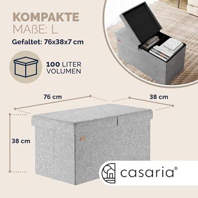 Opvouwbare Zitbank met opbergruimte en deksel - 80cm - Lichtgrijs Opvouwbare Zitbank met opbergruimte en deksel - 80cm - Lichtgrijs