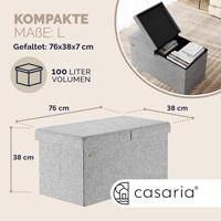 Opvouwbare Zitbank met opbergruimte en deksel - 80cm - Lichtgrijs - thumbnail