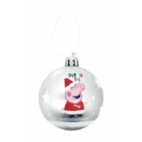 Kerstbal Peppa Pig Cosy corner Zilverkleurig Plastic Ø 8 cm - thumbnail