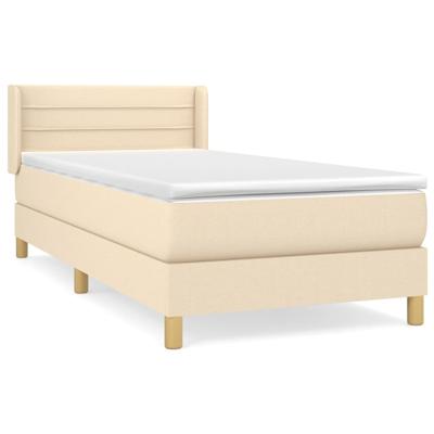 Boxspring met matras stof crèmekleurig 200x200 cm - thumbnail