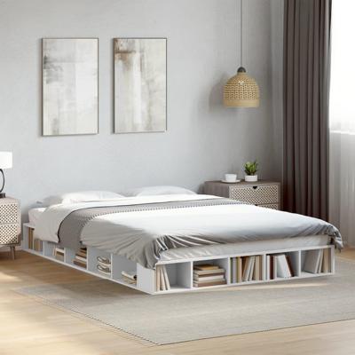 Bedframe bewerkt hout wit 140x200 cm