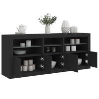 Dressoir met LED-verlichting 162x37x67 cm zwart - thumbnail
