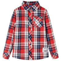 VidaXL Kinderoverhemd geruit 116 rood en marineblauw - thumbnail