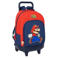 Schoolrugzak met Wielen Super Mario Trick Rood Donkerblauw 33 x 45 x 22 cm - thumbnail