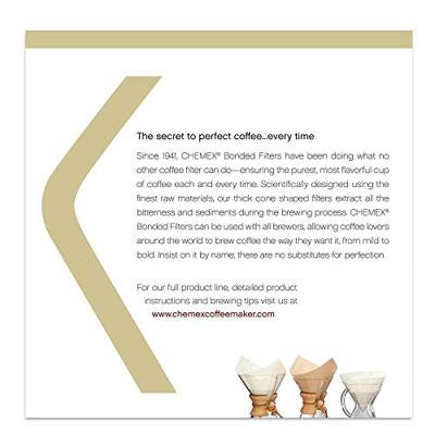 Chemex koffiefilters - FSU-100 Bonded (gevouwen) & natuurlijk - 100 stuks