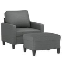 Fauteuil met voetenbank 60 cm stof donkergrijs - thumbnail