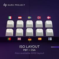 Dark Project Aluminium paars/wit (DE) [ISO] - Mechanisch gaming-toetsenbord, USB-bekabeld, meertalige keycaps, RGB, G3MS saffier, afdichtingshouder, ingevette stabilisatoren, half baluminium, TKL - thumbnail