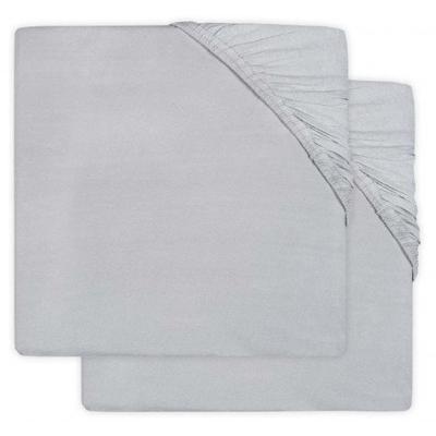 Jollein katoenen hoeslaken ledikant 60x120cm - set van 2 lichtgrijs