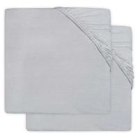 Jollein katoenen hoeslaken ledikant 60x120cm - set van 2 lichtgrijs - thumbnail