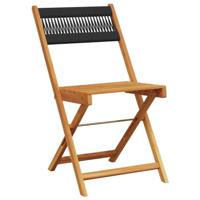 Bistrostoelen 2 st massief acaciahout en polypropeen zwart - thumbnail