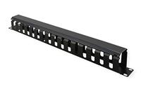 19 inch frontplaat 1 HE met rangeerkanaal 40 x 40 mm, RAL 9005 zwart - thumbnail