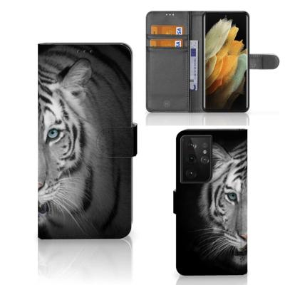 Samsung Galaxy S21 Ultra | Telefoonhoesje | Met pasjeshouder | Tijger Samsung Galaxy S21 Ultra | Telefoonhoesje | Met pasjeshouder | Tijger