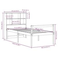 Bed met boekenkast zonder matras massief hout wasbruin 75x190cm - thumbnail