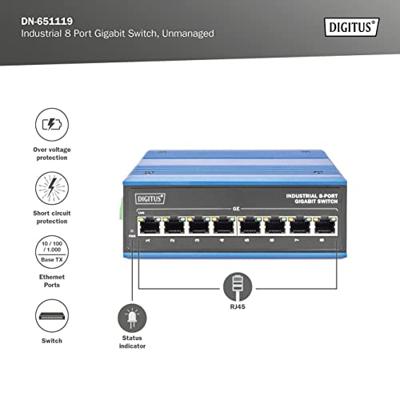 Digitus DN-651119 DN-651119 Industrial Ethernet Switch 8 poorten 10 / 100 / 1000 MBit/s Digitus DN-651119 DN-651119 Industrial Ethernet Switch 8 poorten 10 / 100 / 1000 MBit/s