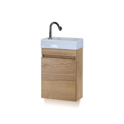 Bonsai Badmeubelset - Natuur Eiken - Keramische Wastafel Fontein L/r