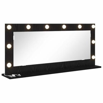 VidaXL Schmink spiegel rechthoekig zwart eiken 100 x 45 x 18 cm
