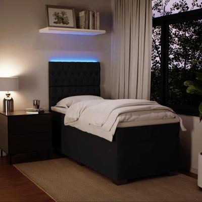 Boxspring met matras fluweel zwart 120x200 cm - thumbnail