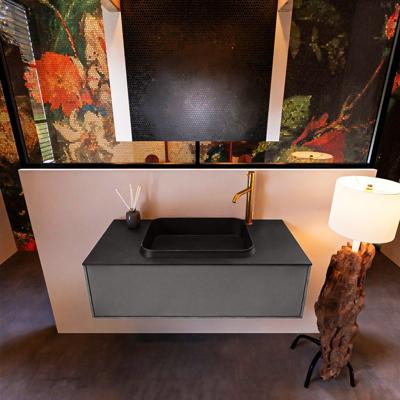 Badkamermeubelset Mondiaz Erin 100 cm met 1 Lade met RIDGE Wastafel Midden Urban met 1 kraangat Greeploos Mat Dark Grey Badkamermeubelset Mondiaz Erin 100 cm met 1 Lade met RIDGE Wastafel Midden Urban met 1 kraangat Greeploos Mat Dark Grey