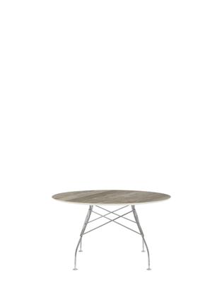 Kartell Glossy Eettafel Marmer Rond - Chrome / Tropical Grey