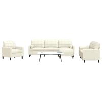 4-delige Loungeset met kussens en bolsters fluweel crèmekleurig - thumbnail