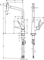 Hansgrohe Metris Select M71 M7117-h320 ééngreeps keukenmengkraan met uittrekbare vuistdouche, rvs look - thumbnail