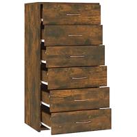 Dressoir met 6 lades 50x34x96 cm bewerkt hout gerookt eiken - thumbnail