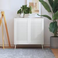 VidaXL Kastdeuren met lamellen 2 st 69x39,4 cm massief grenenhout wit - thumbnail