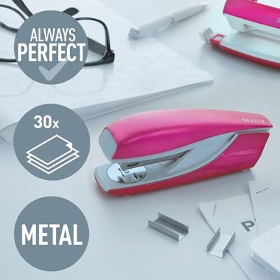 Leitz NeXXt WOW 5502 nietmachine, roze metallic, op blister Leitz NeXXt WOW 5502 nietmachine, roze metallic, op blister