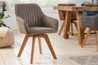 Draaibare design stoel LIVORNO vintage taupe beukenhouten poten met armleuningen - 41314 - thumbnail