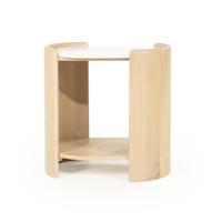 Eleonora Ovale Bijzettafel 'Don' Marmer en eikenhout, 50 x 35cm - thumbnail