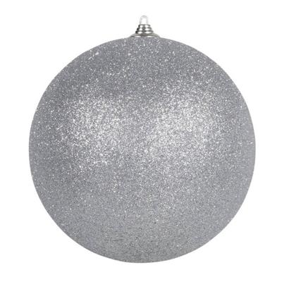 Othmar Decorations Grote decoratie kerstbal - zilver glitters - 25 cm - kunststof - Kerstbal Othmar Decorations Grote decoratie kerstbal - zilver glitters - 25 cm - kunststof - Kerstbal