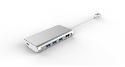 LMP Hub Video 5-poorts USB C met HDMI, USB 3.0 en USB-C - zilver