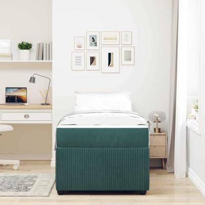 Bedframe met matras met matras Donkergroen 100 x 200 cm Fluweel
