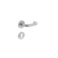 Deurkruk Rond op rond rozet met profielcilindergat plaatjes RVS - thumbnail