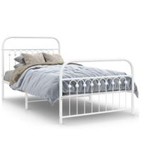 Bedframe met hoofd- en voeteneinde metaal wit 100x190 cm - thumbnail