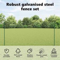 VidaXL Hek met paal groen 1,4 x 25 m staal - thumbnail