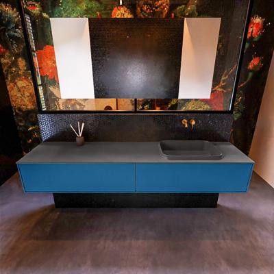 Badkamermeubelset Mondiaz Erin 200 cm met 2 Lades met RIDGE Wastafel Rechts Dark grey Zonder Kraangaten Greeploos Mat Jeans Badkamermeubelset Mondiaz Erin 200 cm met 2 Lades met RIDGE Wastafel Rechts Dark grey Zonder Kraangaten Greeploos Mat Jeans