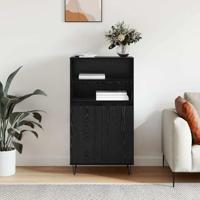 Highboard met plank met opslag met de deur Zwart 60 x 36 x 110 cm Bewerkt hout - thumbnail