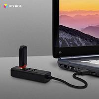 ICY BOX 4-poorts USB Hub 3.0 met USB 3.0-verbinding, geïntegreerde kabel, aluminium, zwart - thumbnail