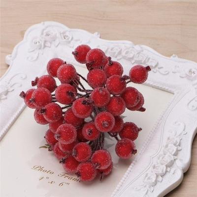 80PCS 12mm simulatie Berry Frost rode kleine fruit Foam Berry DIY accessoires bloem arrangement materiaal (rood)