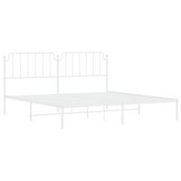 Bedframe met hoofdbord metaal wit 200x200 cm - thumbnail