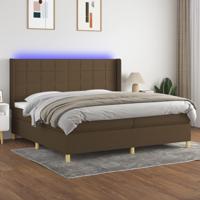 Boxspring met matras en LED stof donkerbruin 200x200 cm - thumbnail