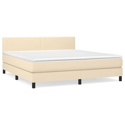 Boxspring met matras stof crèmekleurig 180x200 cm