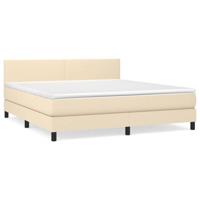 Boxspring met matras stof crèmekleurig 180x200 cm - thumbnail