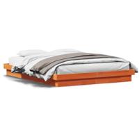 Bedframe met LED massief grenenhout wasbruin 160x200 cm - thumbnail