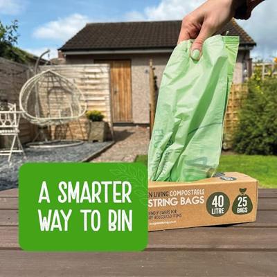 Eco Green Living Composteerbare afvalzakken 40 liter - met trekkoord - 25 stuks Eco Green Living Composteerbare afvalzakken 40 liter - met trekkoord - 25 stuks
