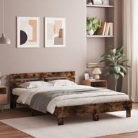 Bedframe met hoofdeinde en LED gerookt eikenkleurig 140x190 cm - thumbnail