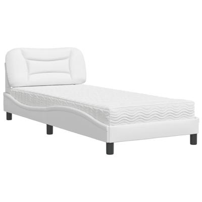 Bed met matras kunstleer wit 90x200 cm - thumbnail